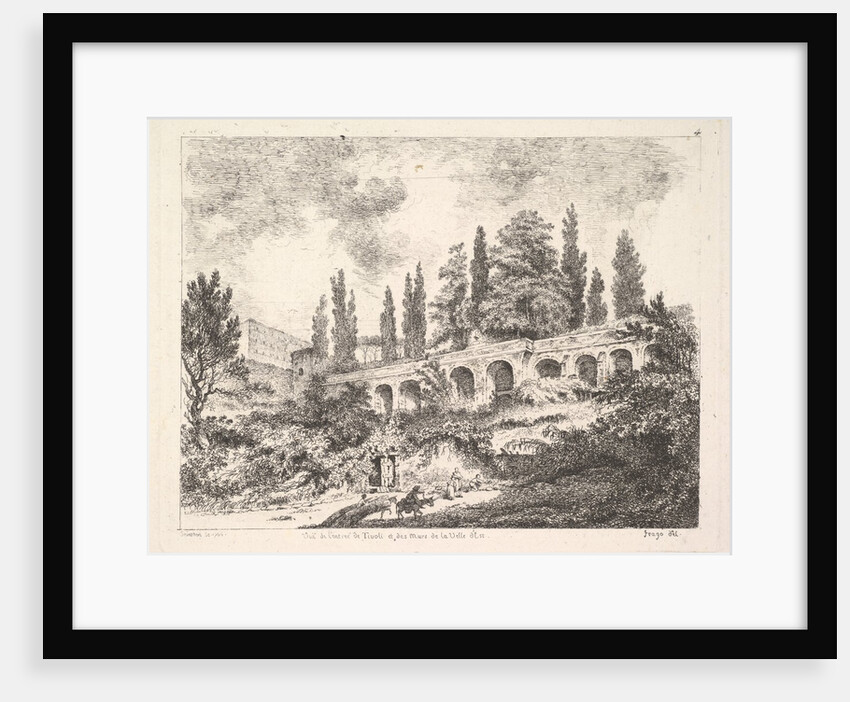View of the entrance to Tivoli and the walls of the Villa d'Este, horsemen approac…, 18th century by Jean Claude Richard Saint-Non