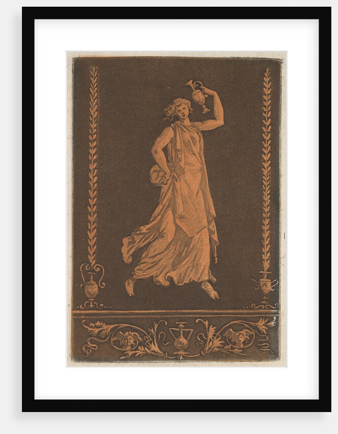 Jeune femme drapée, marchant de gauche à droit, portant un vase de méta by Jean Jacques Lagrenee