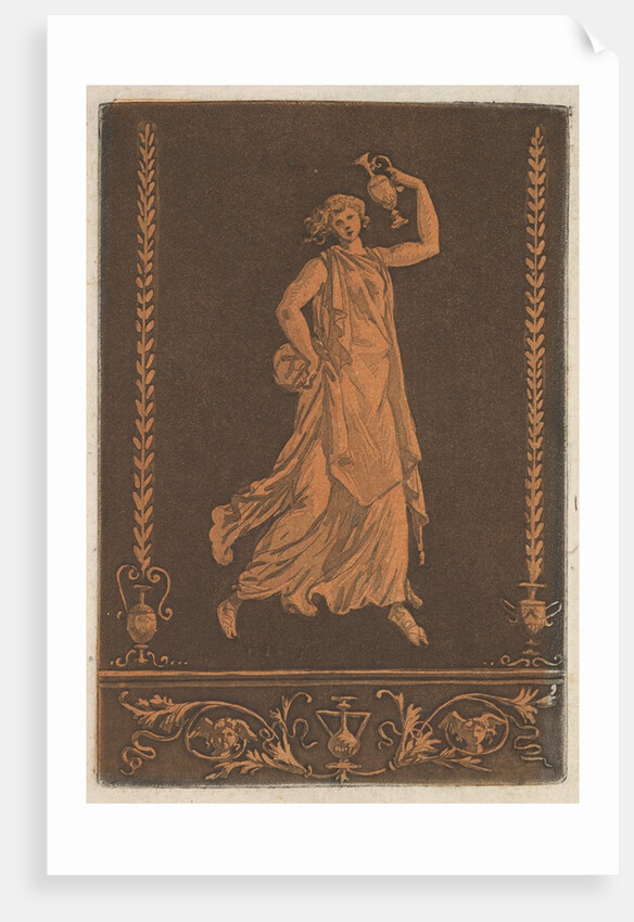Jeune femme drapée, marchant de gauche à droit, portant un vase de méta by Jean Jacques Lagrenee