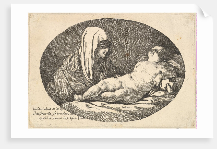 The Virgin at left watching the infant Christ as he sleeps, an oval composition, after …, 1760-63 by Jean Jacques Lagrenee