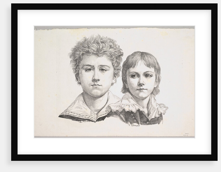 Portrait of the Rabe Children: Hermann, age 14 and Edmond, age 7; verso: proof before corr…, 1822 by Johann Gottfried Schadow