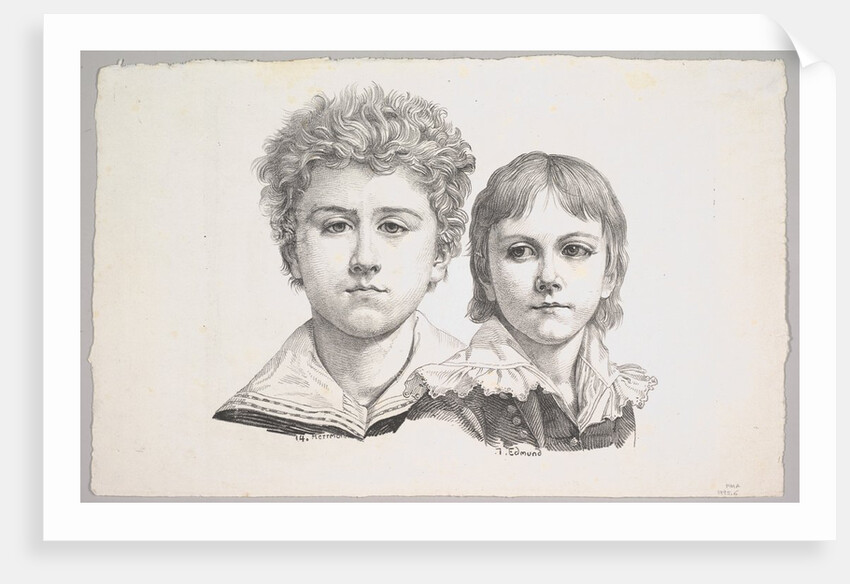 Portrait of the Rabe Children: Hermann, age 14 and Edmond, age 7; verso: proof before corr…, 1822 by Johann Gottfried Schadow