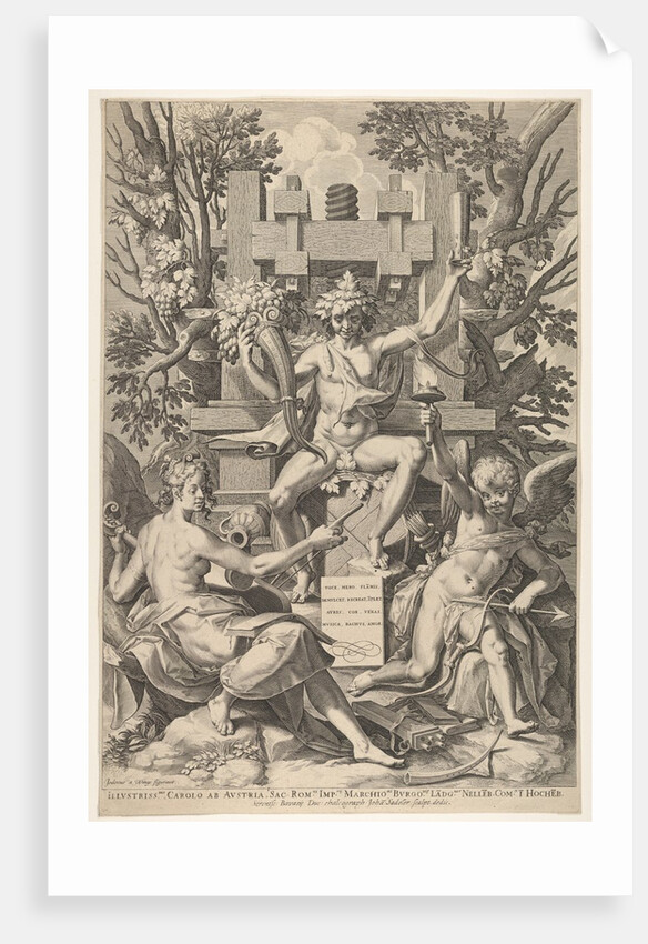 Bacchus, Music, Amor, 1575-1600 by Johann Sadeler I