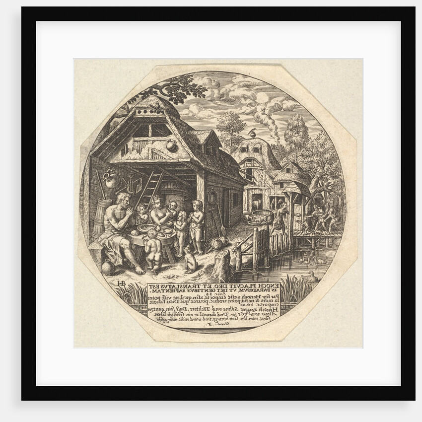 Enoch and his family surrounding a meal table and holding their hands in a gestur…, ca. 1580-1623 by Johann Theodor de Bry