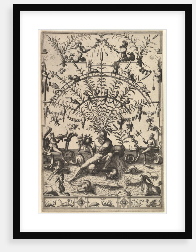 Modern Grotesque Decoration with a River God, 1557 by Johannes van Doetecum I
