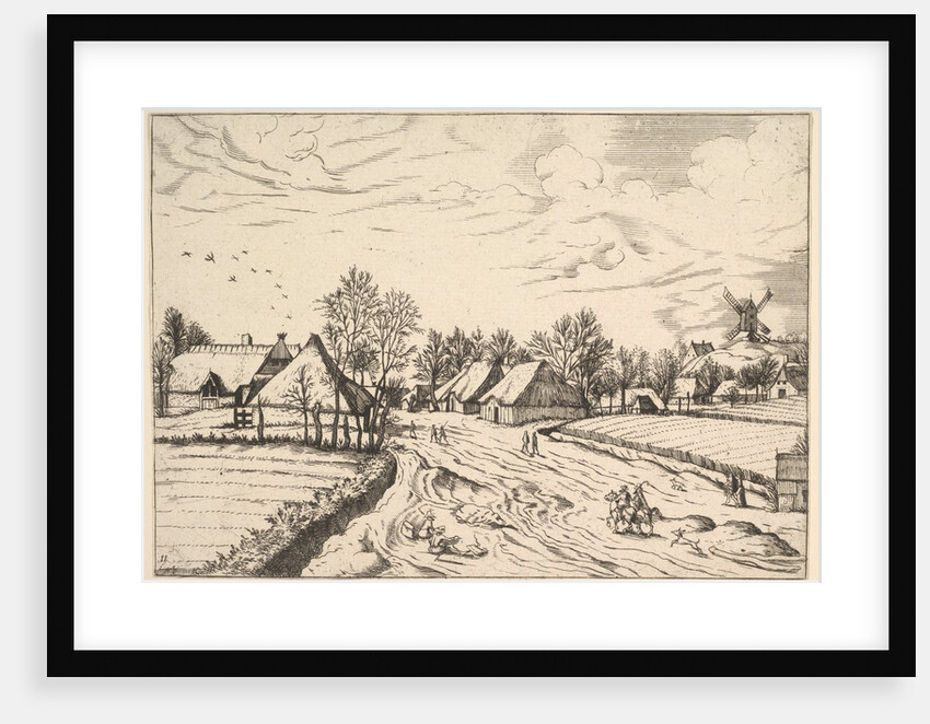 Country Village with Post Mill from Multifariarum casularum ruriumque lineamenta curios…, 1559-61 by Johannes van Doetecum I