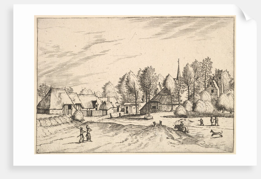 Country Village with Church Tower from Multifariarum casularum ruriumque lineamenta cur…, 1559-61 by Johannes van Doetecum I