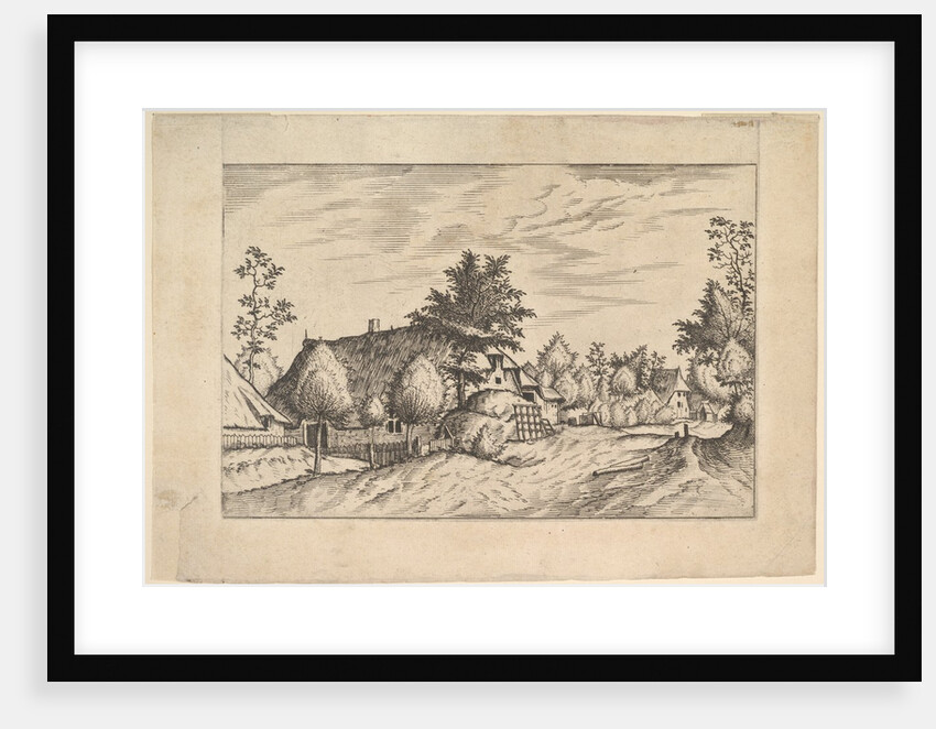 Village Street, hay stacked in front of a farm from Praediorum villarum et rusticar…, ca. 1559-61 by Johannes van Doetecum I