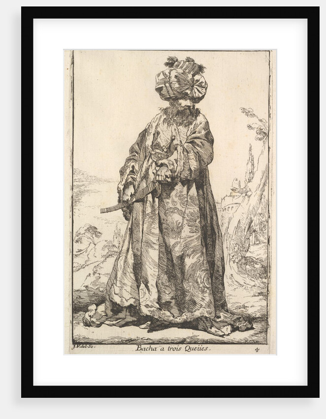 Pasha grasping a sword at his hip with both hands, from the series 'Caravan of the Sultan …, 1748 by Joseph-Marie Vien the Elder