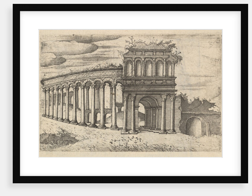 The Amphitheater in Bordeaux [Teatrum Bordeos; Transitorium Caesaris], from the series 'Ru…, 1554 by Lambert Suavius