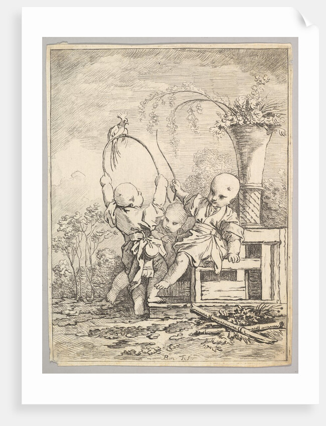 Chinese Children Playing with a Parrot, 1760-70 by Louis Antoine Crozat