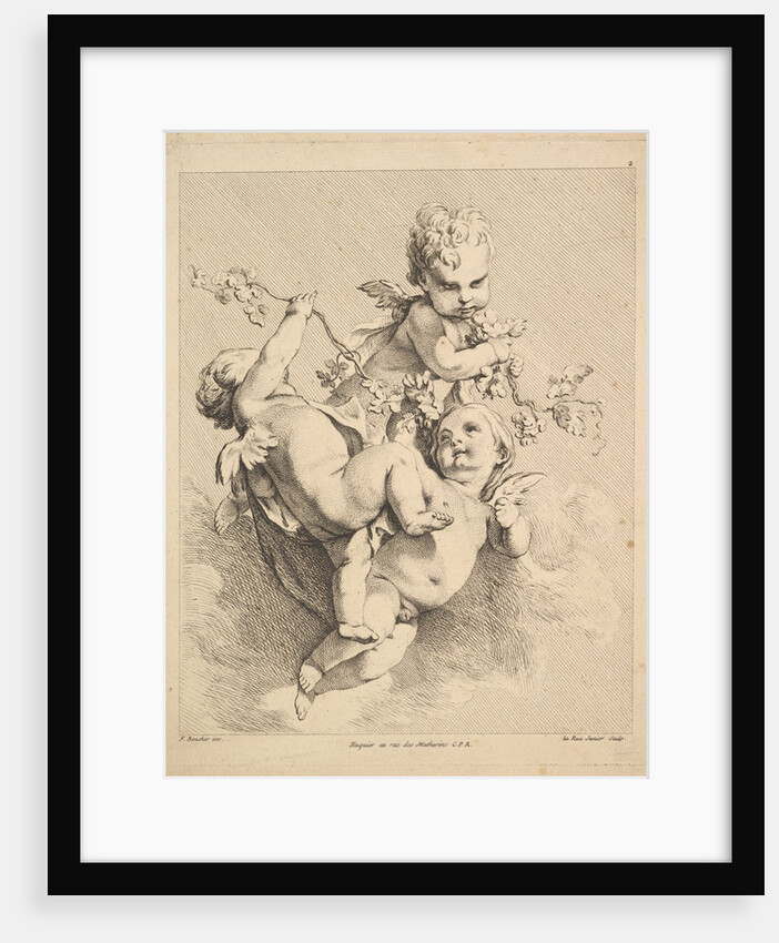 Three Cupids Playing with Vine Branches by Louis Felix de la Rue