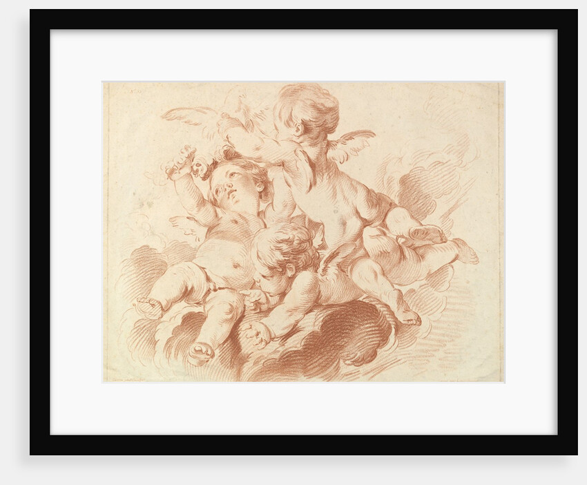 L'Air: A Group of Three Putti on Clouds, 18th century by Louis Marin Bonnet