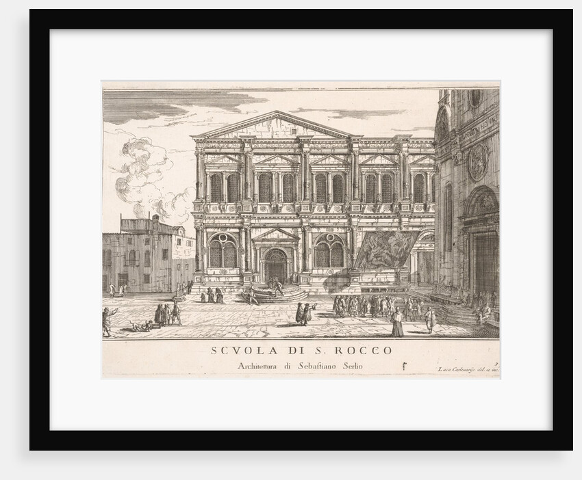 Plate 37: Side view of the school of St. Roch at left and view of facade of the church of …, 1703 by Luca Carlevarijs