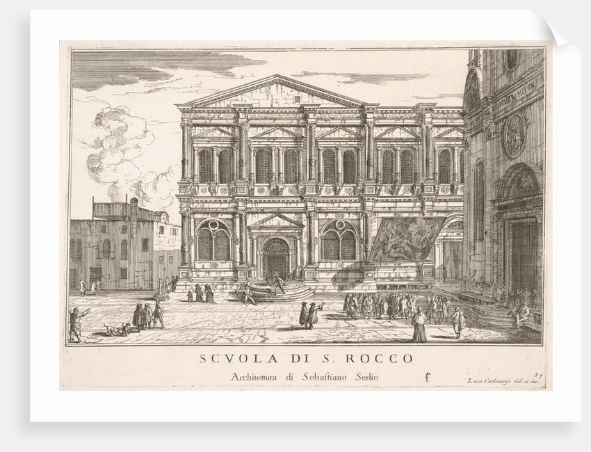 Plate 37: Side view of the school of St. Roch at left and view of facade of the church of …, 1703 by Luca Carlevarijs