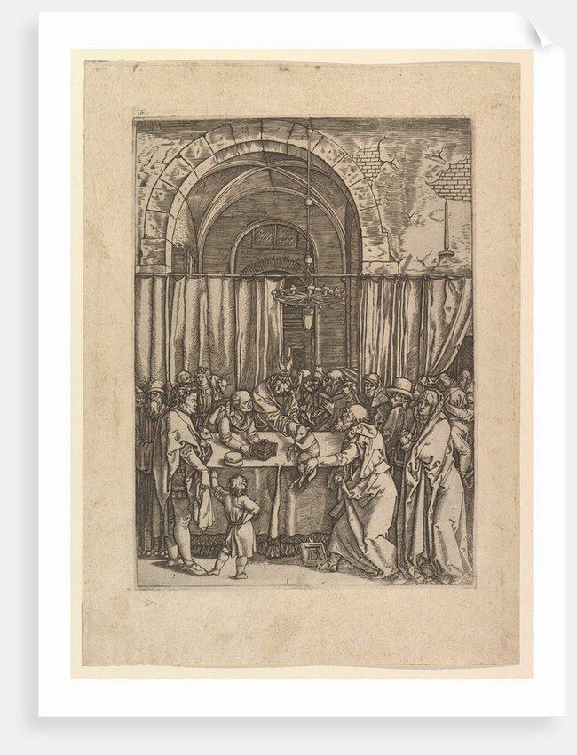 High priest refusing sacrificial lamb from Joachim, after Dürer, ca. 1500-1534 by Marcantonio Raimondi