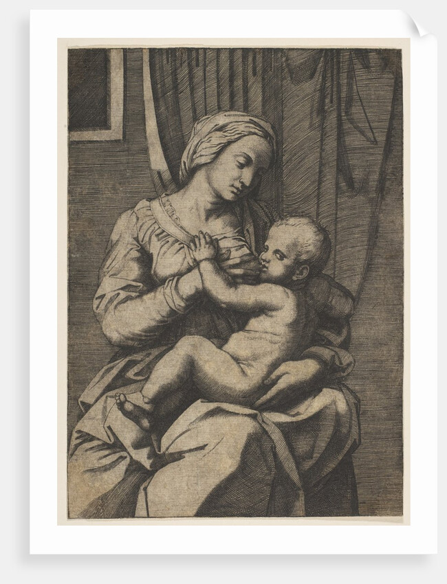 Virgin nursing the infant Christ on her lap, 1515-20 by Marco Dente