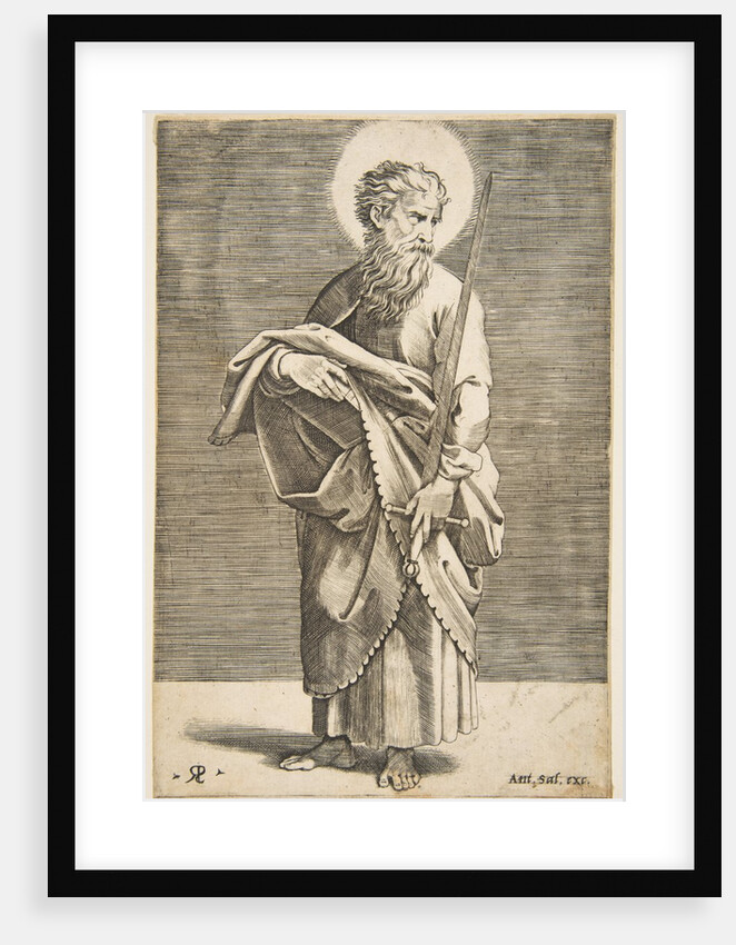 Saint Paul looking to the right and holding a sword and a book, ca. 1515-27 by Marco Dente