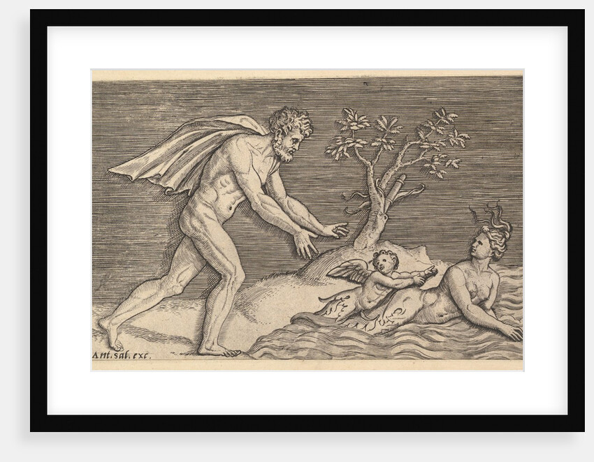 Speculum Romanae Magnificentiae: Naked Man Pursuing a Naiad, ca. 1515-1527 by Marco Dente