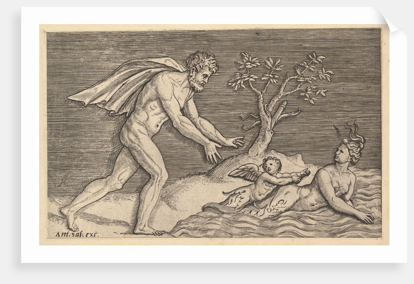 Speculum Romanae Magnificentiae: Naked Man Pursuing a Naiad, ca. 1515-1527 by Marco Dente