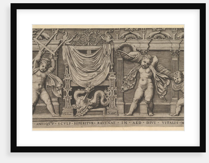Speculum Romanae Magnificentiae: Bas-Relief with Three Cupids, 1519 by Marco Dente