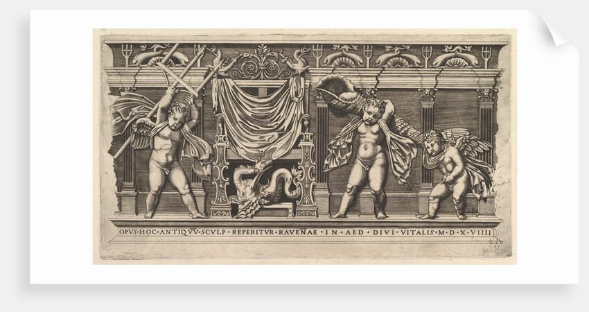 Speculum Romanae Magnificentiae: Bas-Relief with Three Cupids, 1519 by Marco Dente