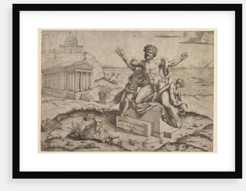 Speculum Romanae Magnificentiae: Ancient bas-reliefs with Laocoon, ca. 1516-20 by Marco Dente