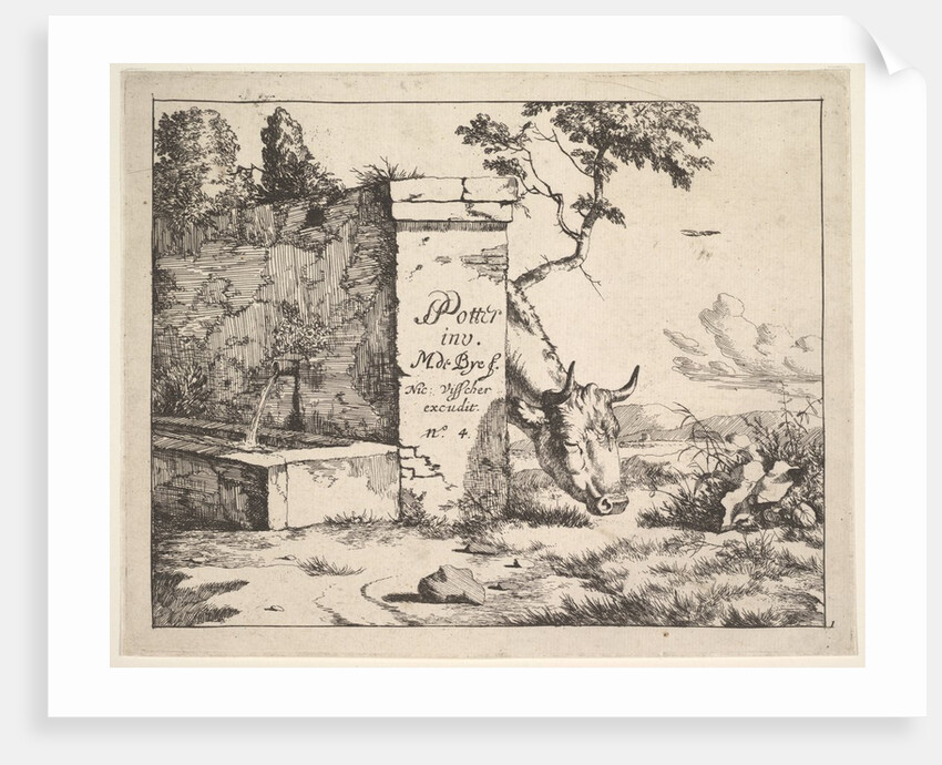 Title page for 'Diverses vaches et boeufs' after Paulus Potter by Marcus de Bye