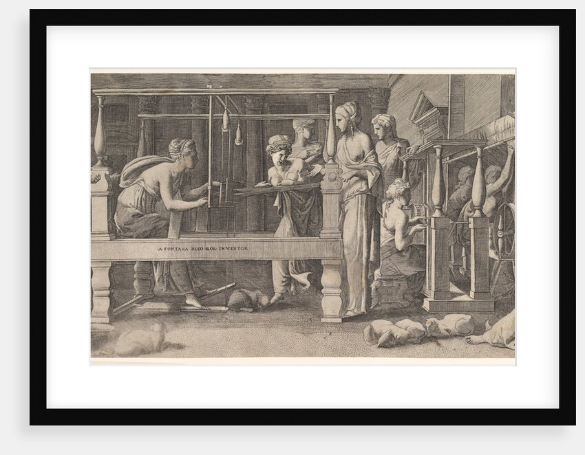 Women spinning, weaving and sewing, mid-16th century by Master FG