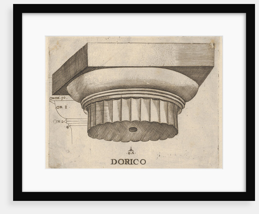 Doric capital with measurements, ca. 1537 by Master GA