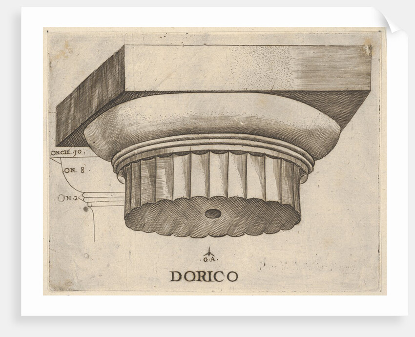 Doric capital with measurements, ca. 1537 by Master GA