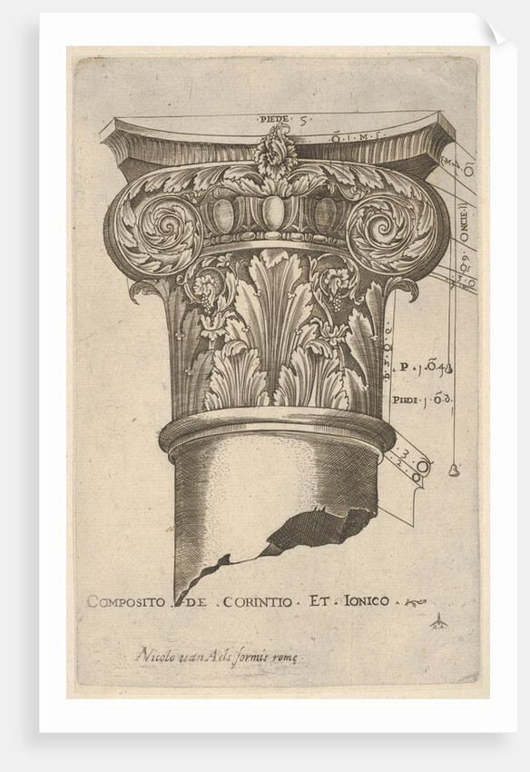 Composite capital with measurements, ca. 1537 by Master GA