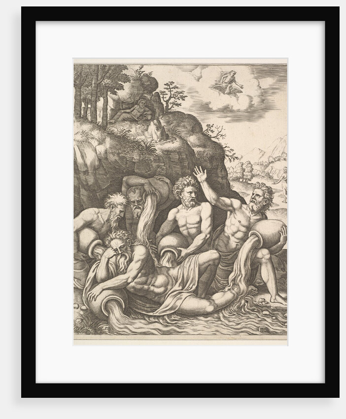 River gods consoling Peneus for the Loss of his Daughter, Daphne from 'The Story of Apo…, 1530-60 by Master of the Die