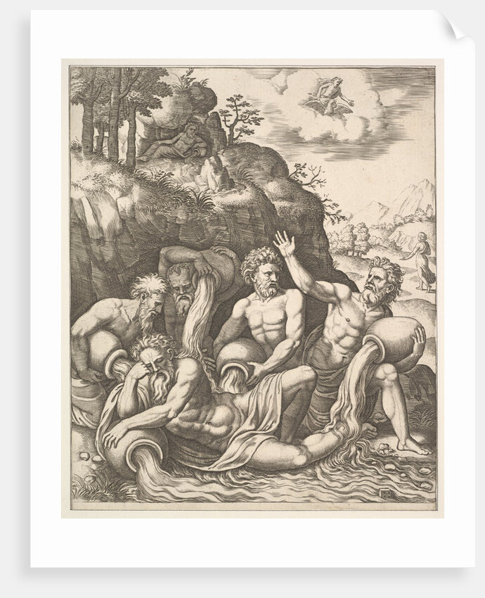 River gods consoling Peneus for the Loss of his Daughter, Daphne from 'The Story of Apo…, 1530-60 by Master of the Die