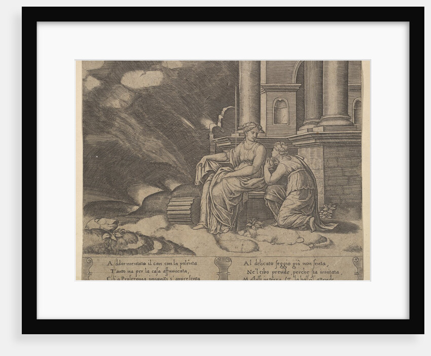 Plate 27: Proserpina gives Psyche the box of beauty, from 'The Fable of Cupid and Psyche', 1530-60 by Master of the Die