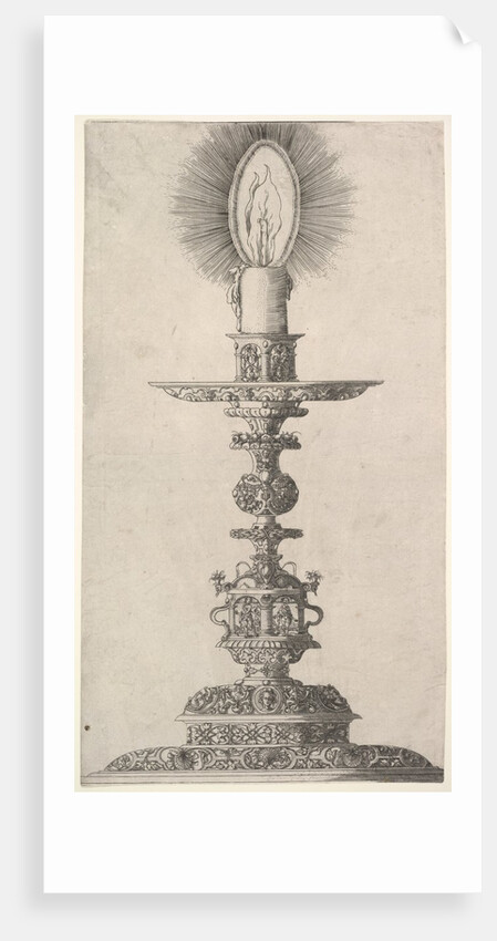 Candlestick with Lighted Candle from: Insigne Ac Plane Novum Opus Cratero graphicum; Ein n…, 1551 by Mathias Zundt