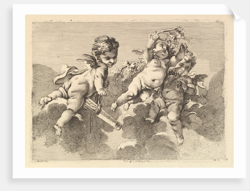 Three Children in Clouds, 18th century by Monogrammist DA