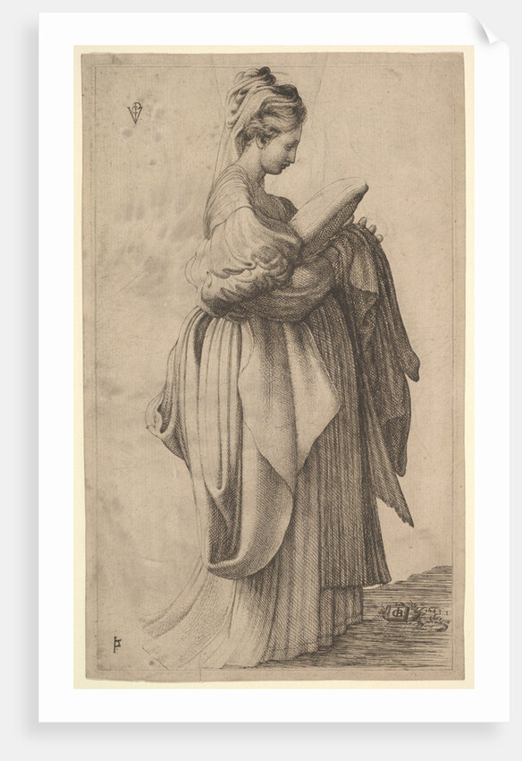 Female Figure holding a Cushion, 1643 by Monogrammist VCP