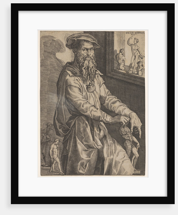 Portrait of Baccio Bandinelli, in three-quarter length next to a window pane contai…, ca. 1540-48 by Niccolo della Casa