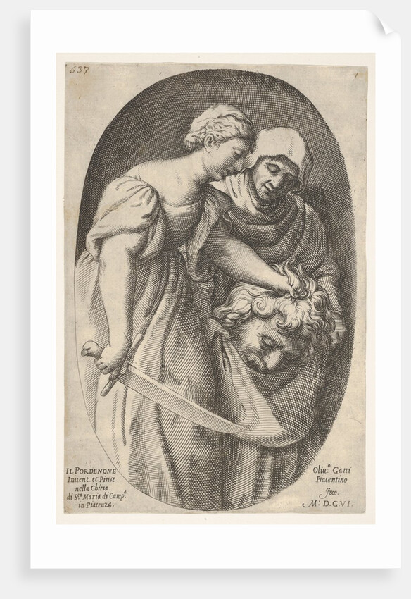Judith with the head of Holofernes in her left hand and a sword in her right hand, accompa…, 1606 by Oliviero Gatti