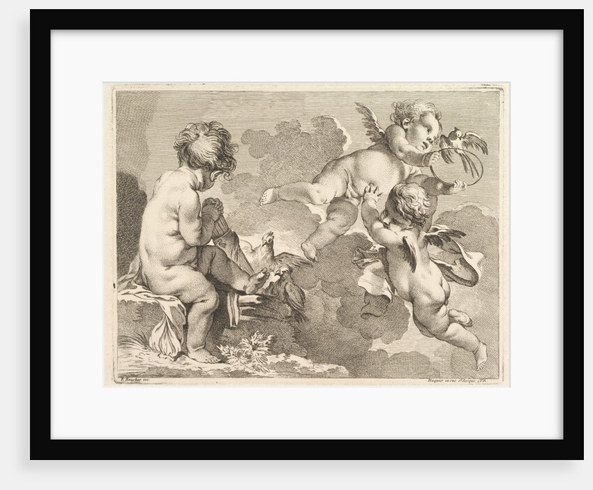 Three Loves, one of which is seated, holding a quiver, 1727-60 by Pierre Alexandre Aveline