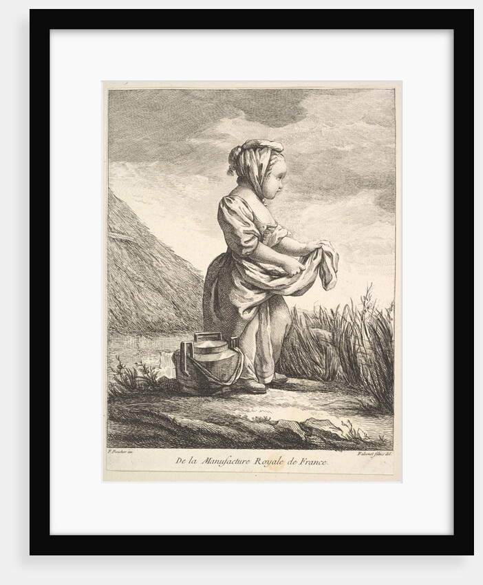 Little girl with a vessel by her feet, from Premier Livre de Figures d'après les porcelain…, 1757 by Pierre Etienne Falconet