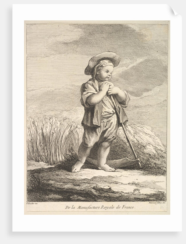 Little boy with a scythe, from Premier Livre de Figures d'après les porcelaines de la Manu…, 1757 by Pierre Etienne Falconet