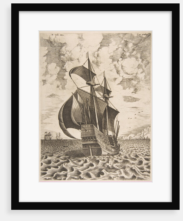 Armed Four-Master Sailing Towards a Port from The Sailing Vessels, 1561-65 by Frans Huys