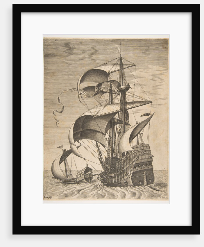 Armed Three-Master on the Open Sea Accompanied by a Galley, from the series Sailing Ves…, 1561-65 by Frans Huys