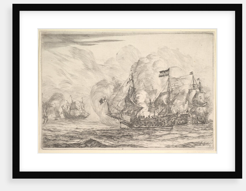 Naval Encounter with Three Vessels on the Right, from Naval Battle by Reinier Zeeman