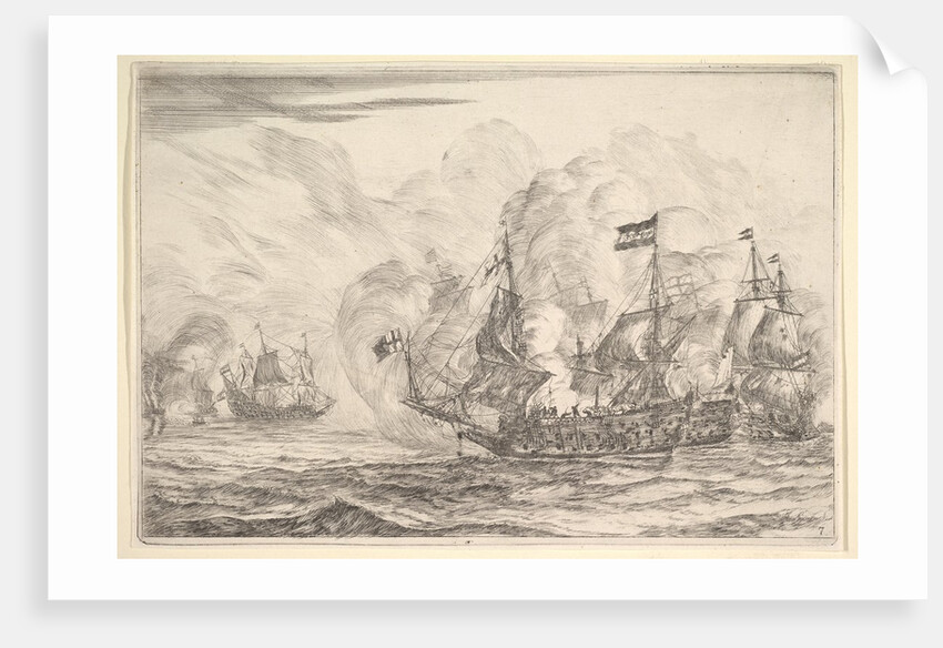 Naval Encounter with Three Vessels on the Right, from Naval Battle by Reinier Zeeman