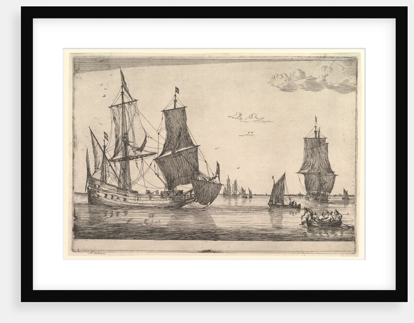 Large Sailing Vessel and Rowing Boat, 17th century by Reinier Zeeman