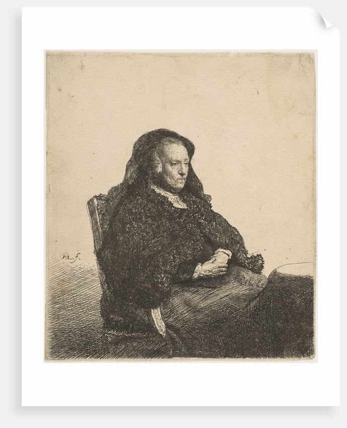 The Artist's Mother Seated at a Table Looking Right: Three-Quarter Length, ca. 1631 by Rembrandt Harmensz van Rijn