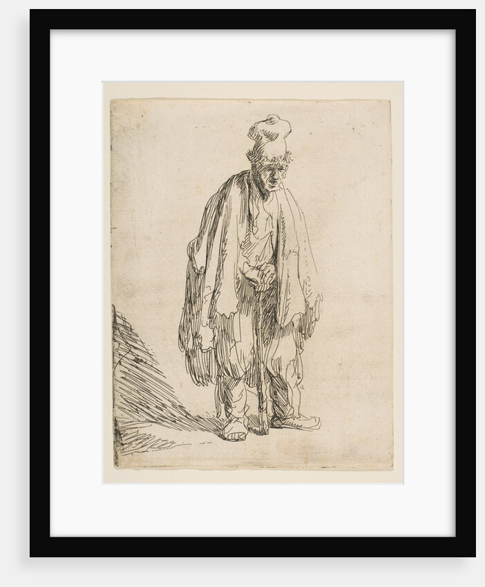 Beggar in a High Cap, Standing and Leaning on a Stick, ca. 1629 by Rembrandt Harmensz van Rijn